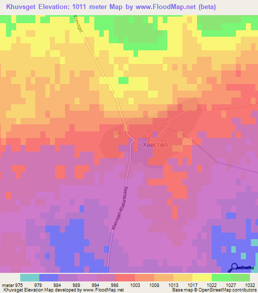 Khuvsget,Mongolia Elevation Map