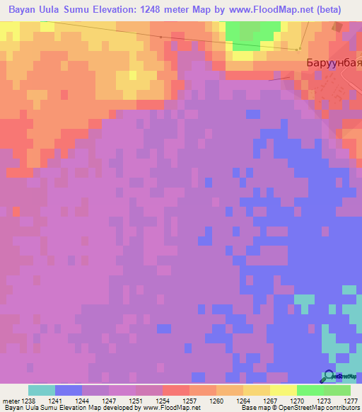 Bayan Uula Sumu,Mongolia Elevation Map