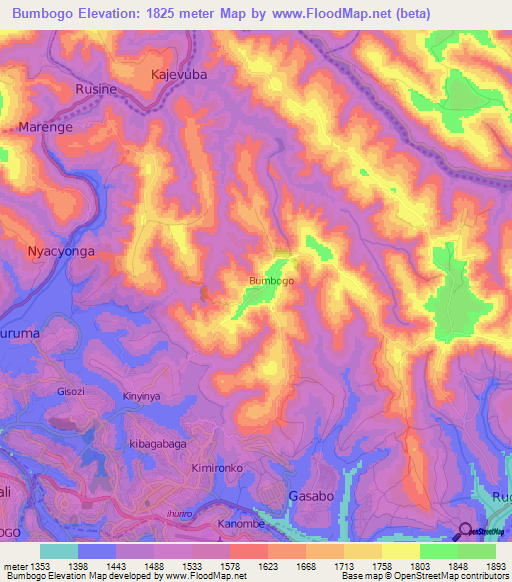 Bumbogo,Rwanda Elevation Map