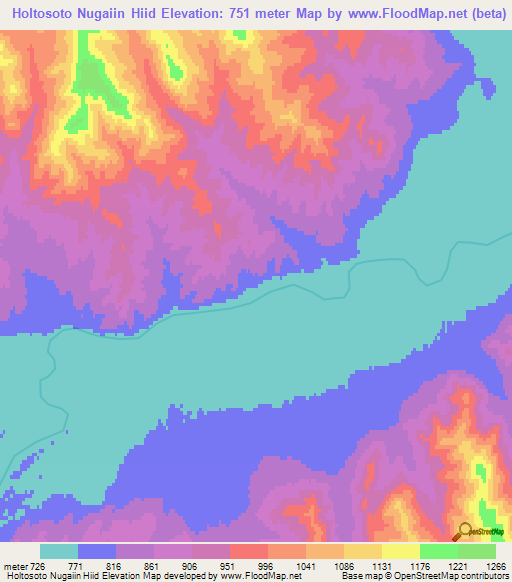 Holtosoto Nugaiin Hiid,Mongolia Elevation Map