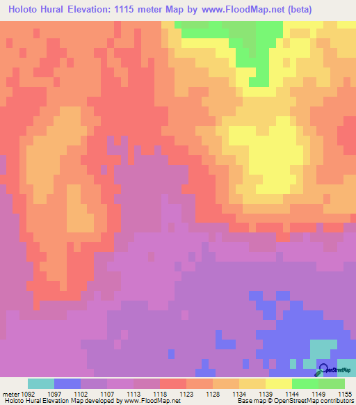 Holoto Hural,Mongolia Elevation Map