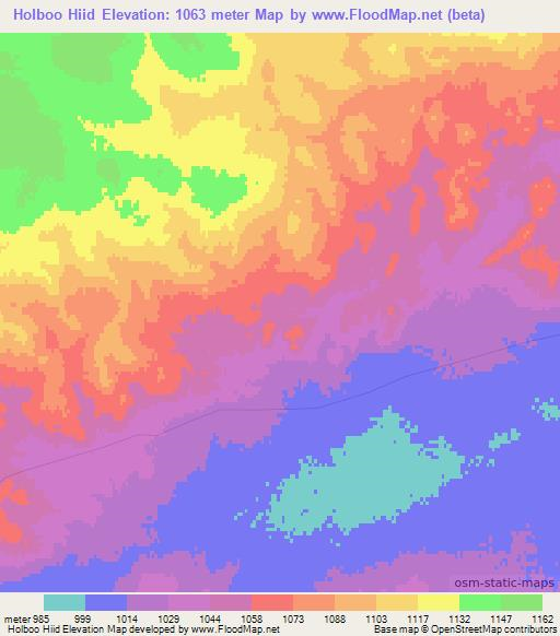 Holboo Hiid,Mongolia Elevation Map