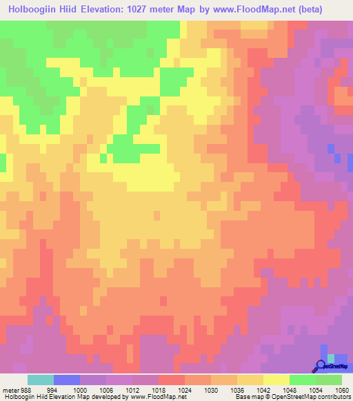 Holboogiin Hiid,Mongolia Elevation Map