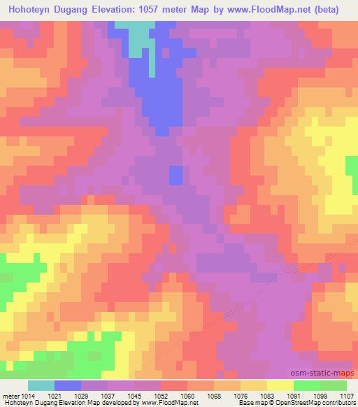 Hohoteyn Dugang,Mongolia Elevation Map