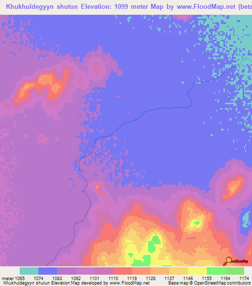 Khukhuldegyyn shutun,Mongolia Elevation Map
