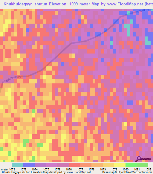 Khukhuldegyyn shutun,Mongolia Elevation Map