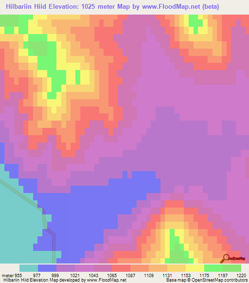 Hilbariin Hiid,Mongolia Elevation Map