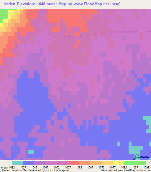 Herlen,Mongolia Elevation Map