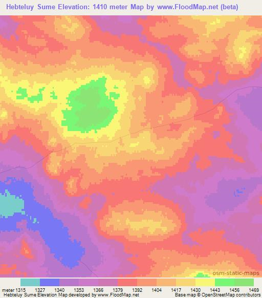 Hebteluy Sume,Mongolia Elevation Map