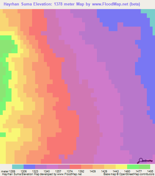 Hayrhan Suma,Mongolia Elevation Map