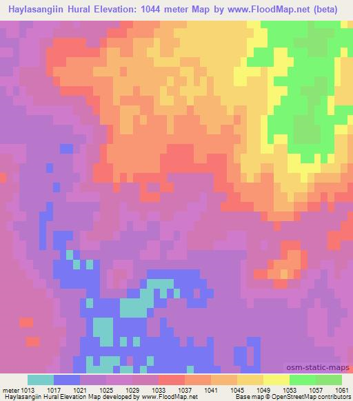Haylasangiin Hural,Mongolia Elevation Map