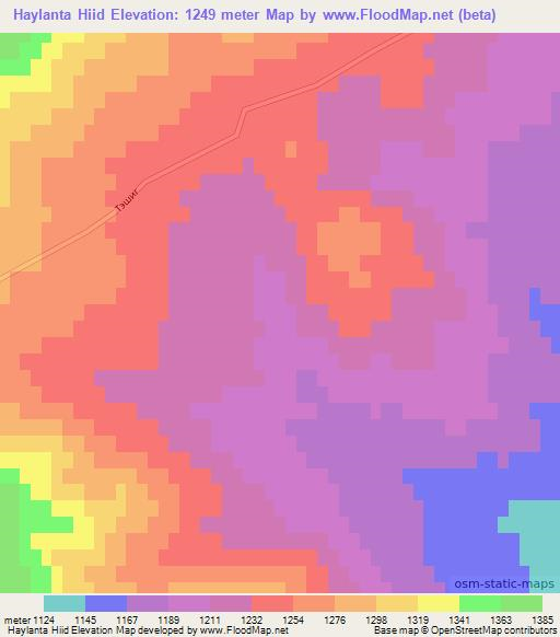 Haylanta Hiid,Mongolia Elevation Map