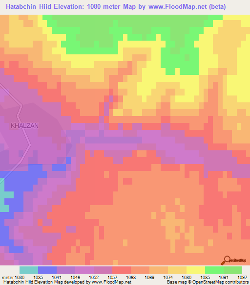 Hatabchin Hiid,Mongolia Elevation Map