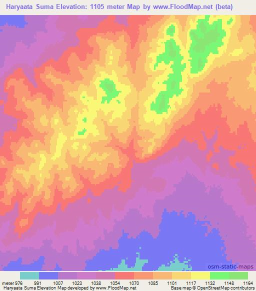 Haryaata Suma,Mongolia Elevation Map