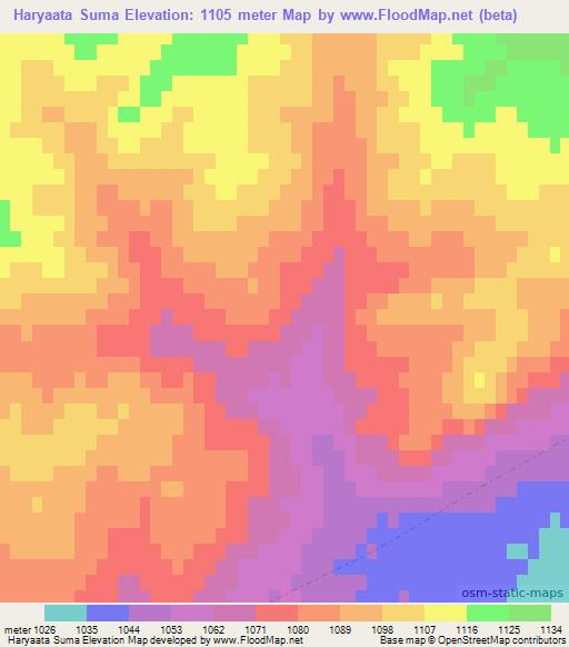 Haryaata Suma,Mongolia Elevation Map