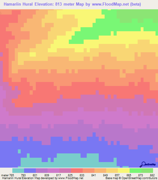 Hamariin Hural,Mongolia Elevation Map
