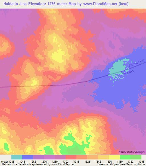 Haldaiin Jisa,Mongolia Elevation Map
