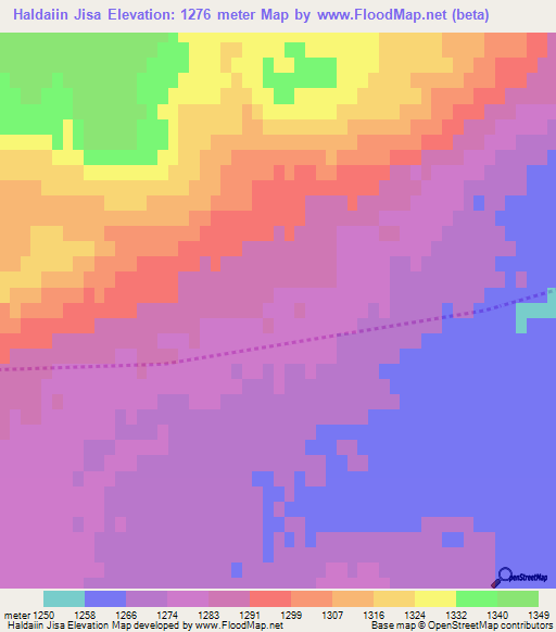 Haldaiin Jisa,Mongolia Elevation Map