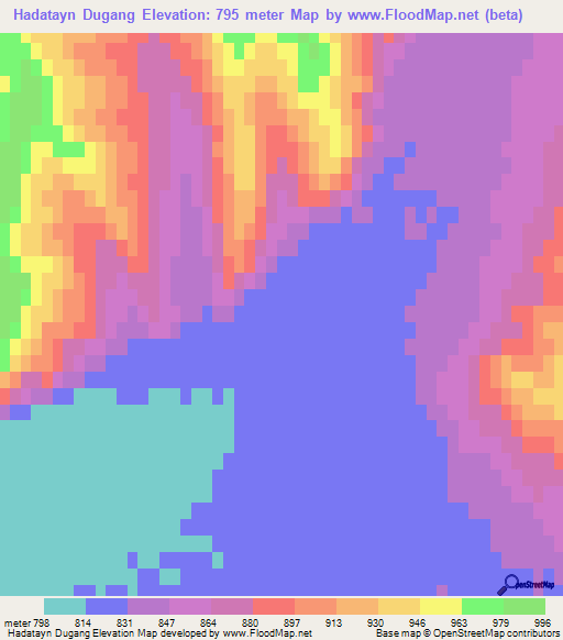 Hadatayn Dugang,Mongolia Elevation Map