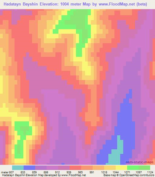 Hadatayn Bayshin,Mongolia Elevation Map