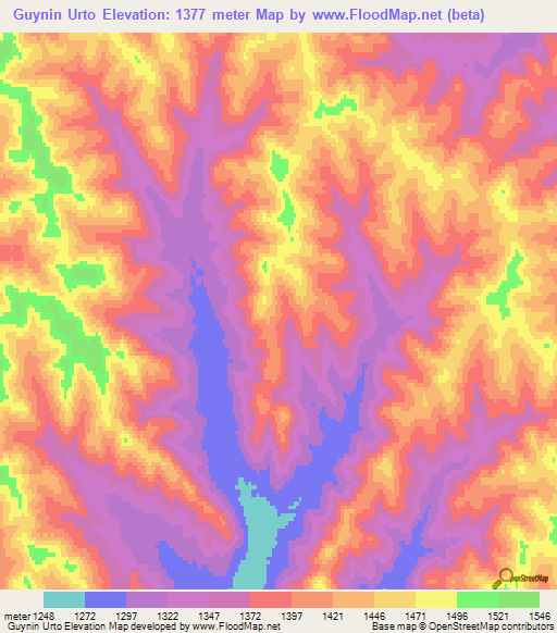 Guynin Urto,Mongolia Elevation Map