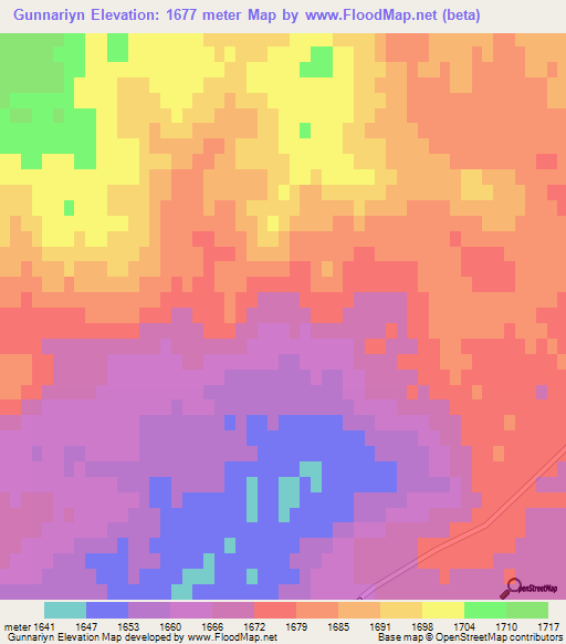 Gunnariyn,Mongolia Elevation Map