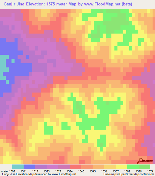Ganjir Jisa,Mongolia Elevation Map