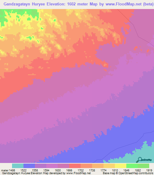 Gandzagatayn Huryee,Mongolia Elevation Map