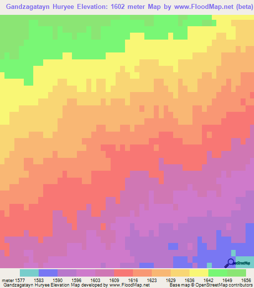 Gandzagatayn Huryee,Mongolia Elevation Map