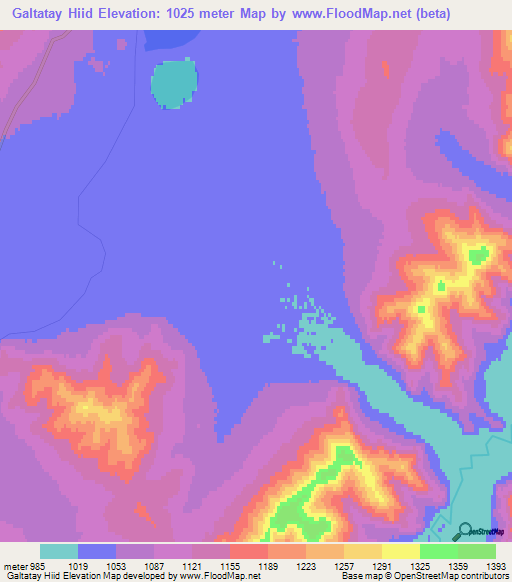 Galtatay Hiid,Mongolia Elevation Map