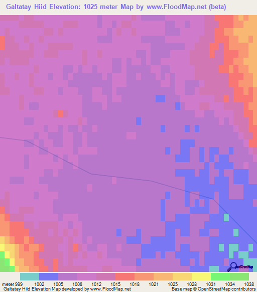 Galtatay Hiid,Mongolia Elevation Map