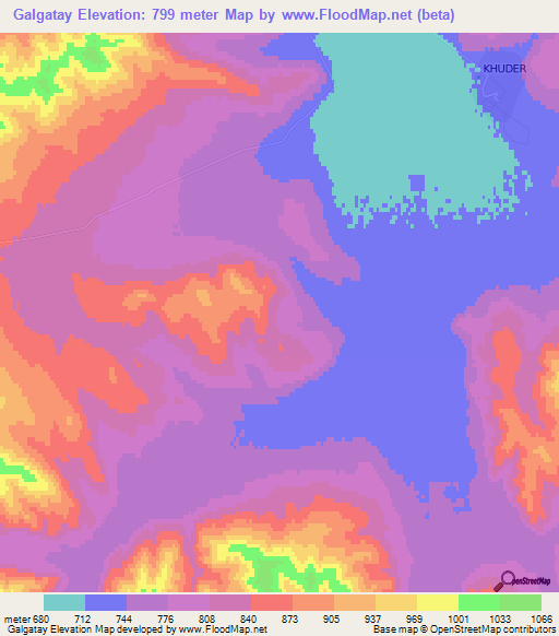 Galgatay,Mongolia Elevation Map