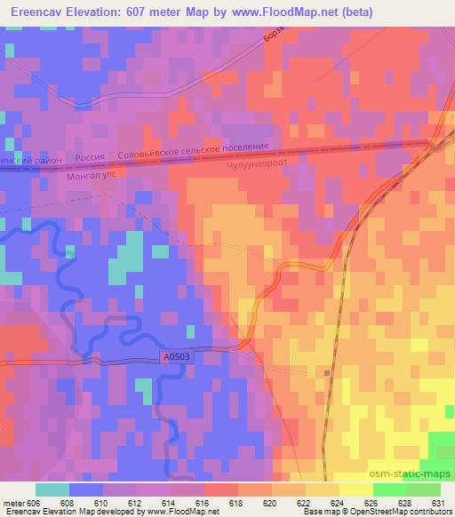 Ereencav,Mongolia Elevation Map