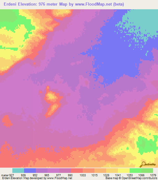Erdeni,Mongolia Elevation Map