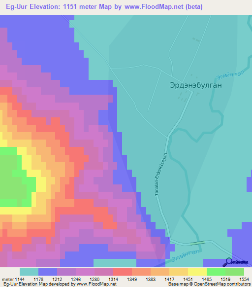 Eg-Uur,Mongolia Elevation Map