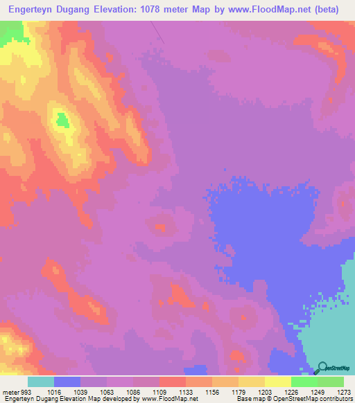 Engerteyn Dugang,Mongolia Elevation Map