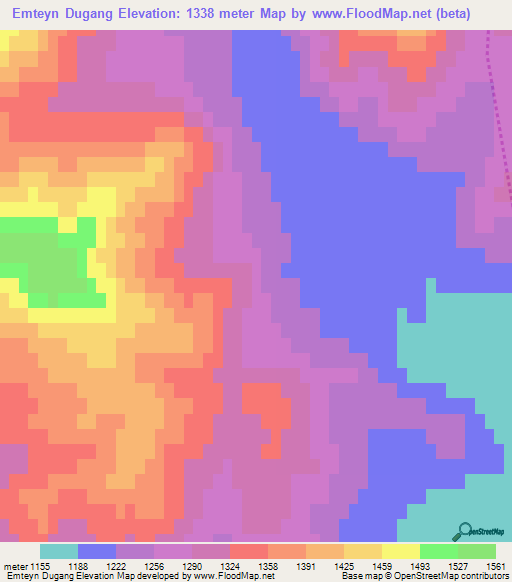Emteyn Dugang,Mongolia Elevation Map