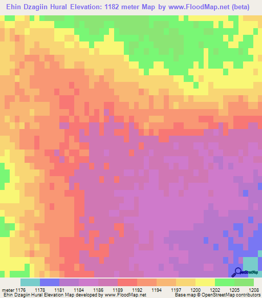 Ehin Dzagiin Hural,Mongolia Elevation Map