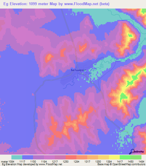 Eg,Mongolia Elevation Map