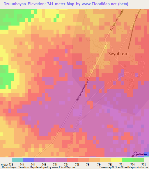 Dzuunbayan,Mongolia Elevation Map