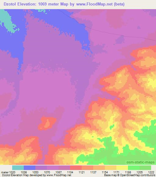Dzotol,Mongolia Elevation Map