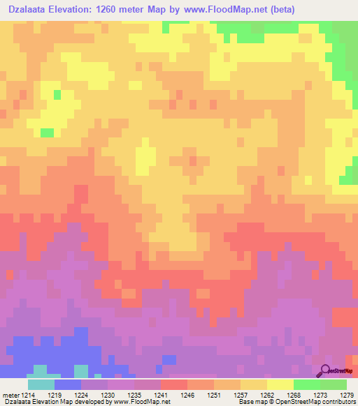 Dzalaata,Mongolia Elevation Map