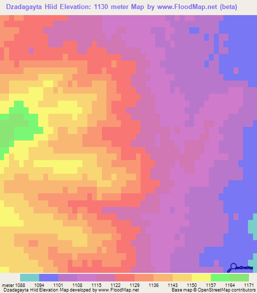 Dzadagayta Hiid,Mongolia Elevation Map