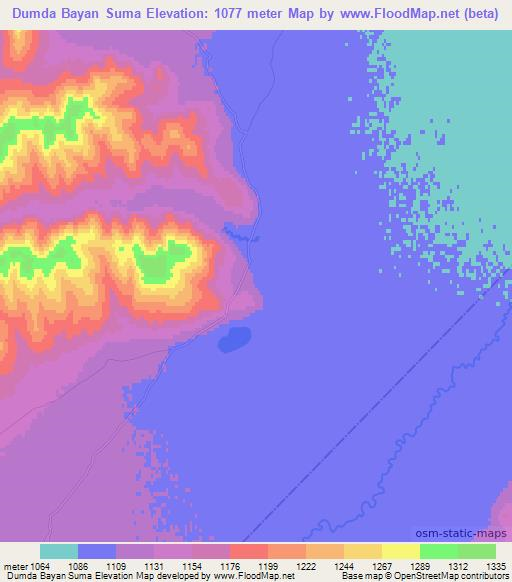 Dumda Bayan Suma,Mongolia Elevation Map