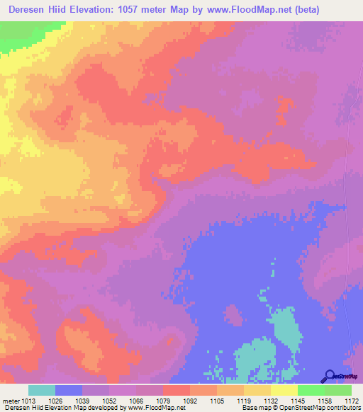 Deresen Hiid,Mongolia Elevation Map