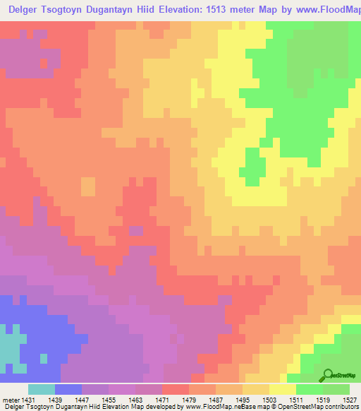 Delger Tsogtoyn Dugantayn Hiid,Mongolia Elevation Map