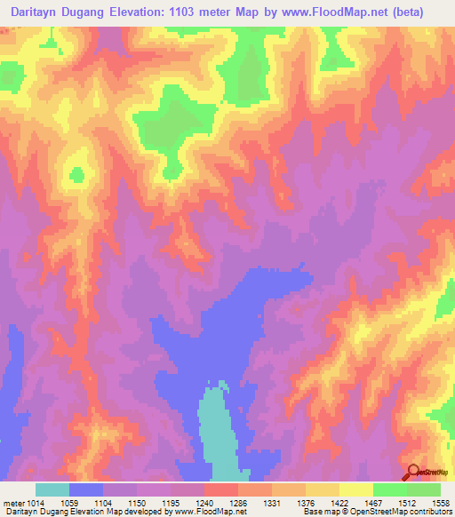 Daritayn Dugang,Mongolia Elevation Map