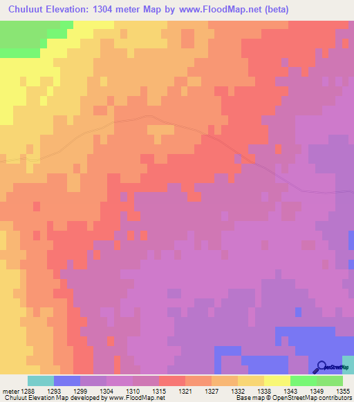 Chuluut,Mongolia Elevation Map