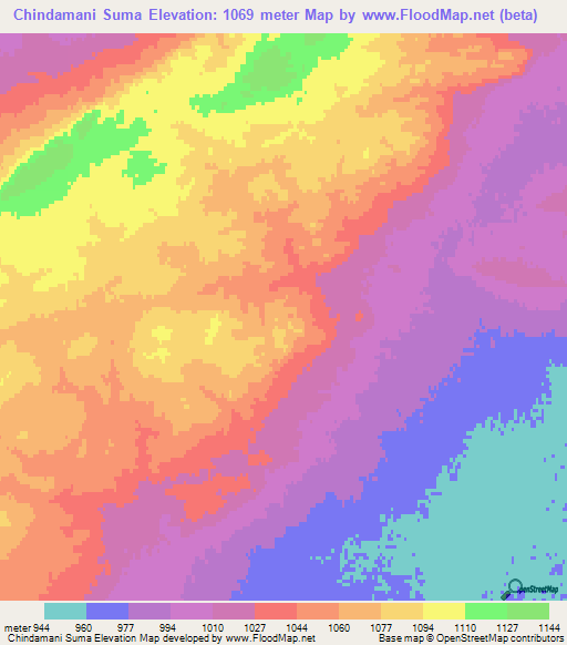 Chindamani Suma,Mongolia Elevation Map