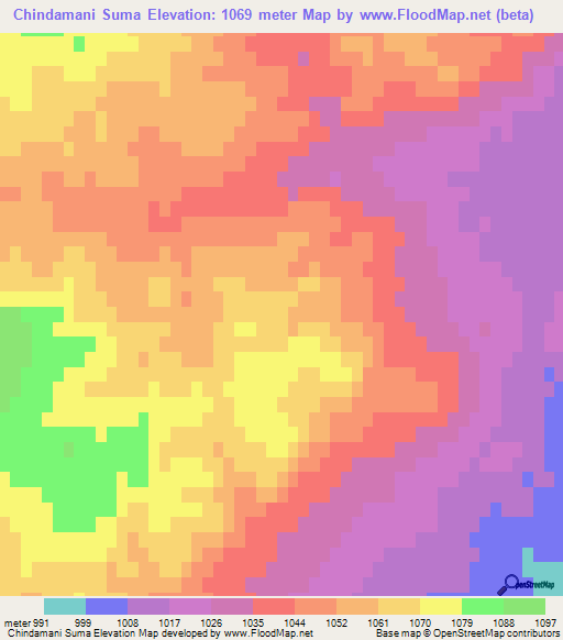 Chindamani Suma,Mongolia Elevation Map